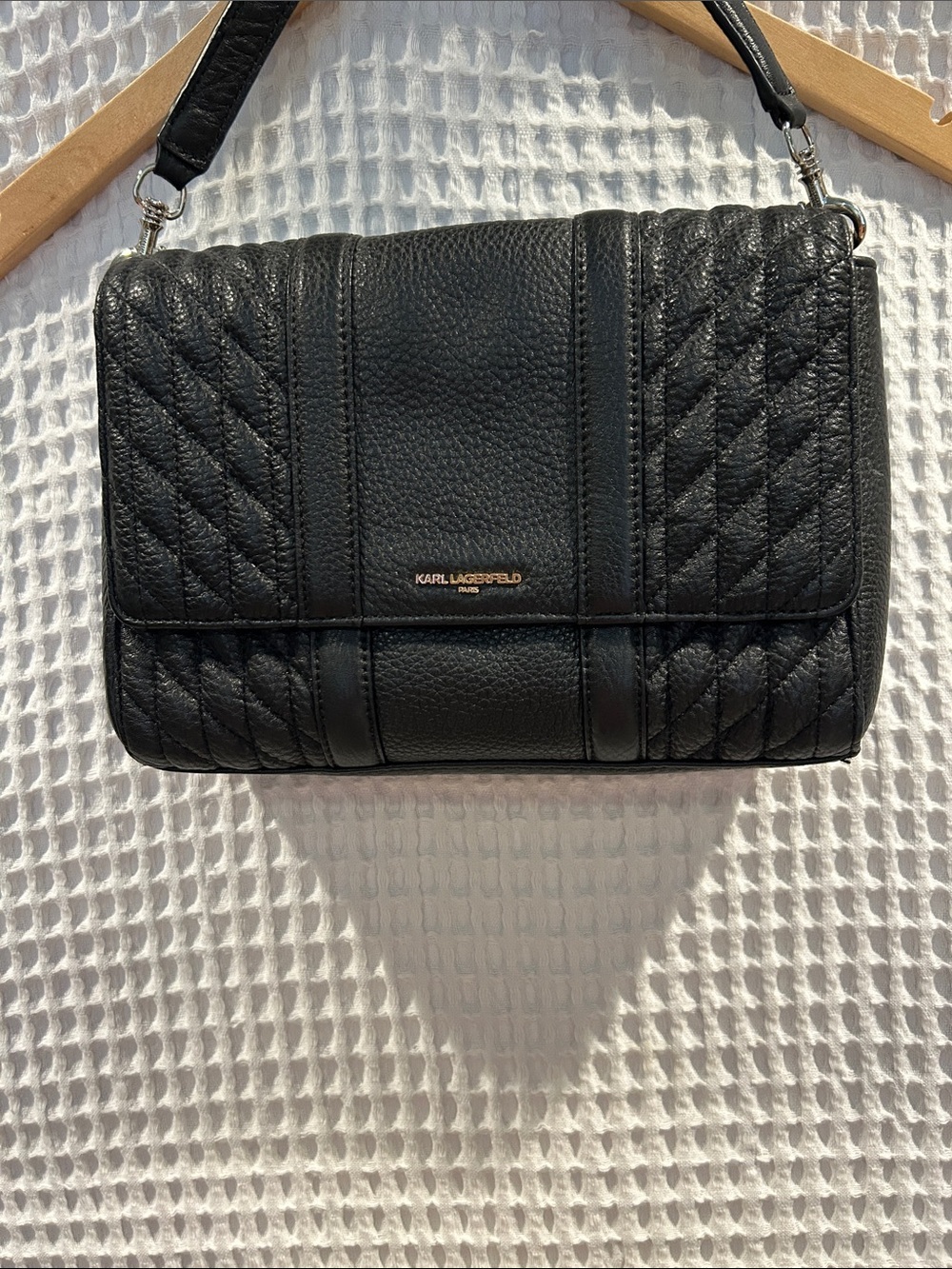 Karl Lagerfeld Black Quilted Crossbody Bag